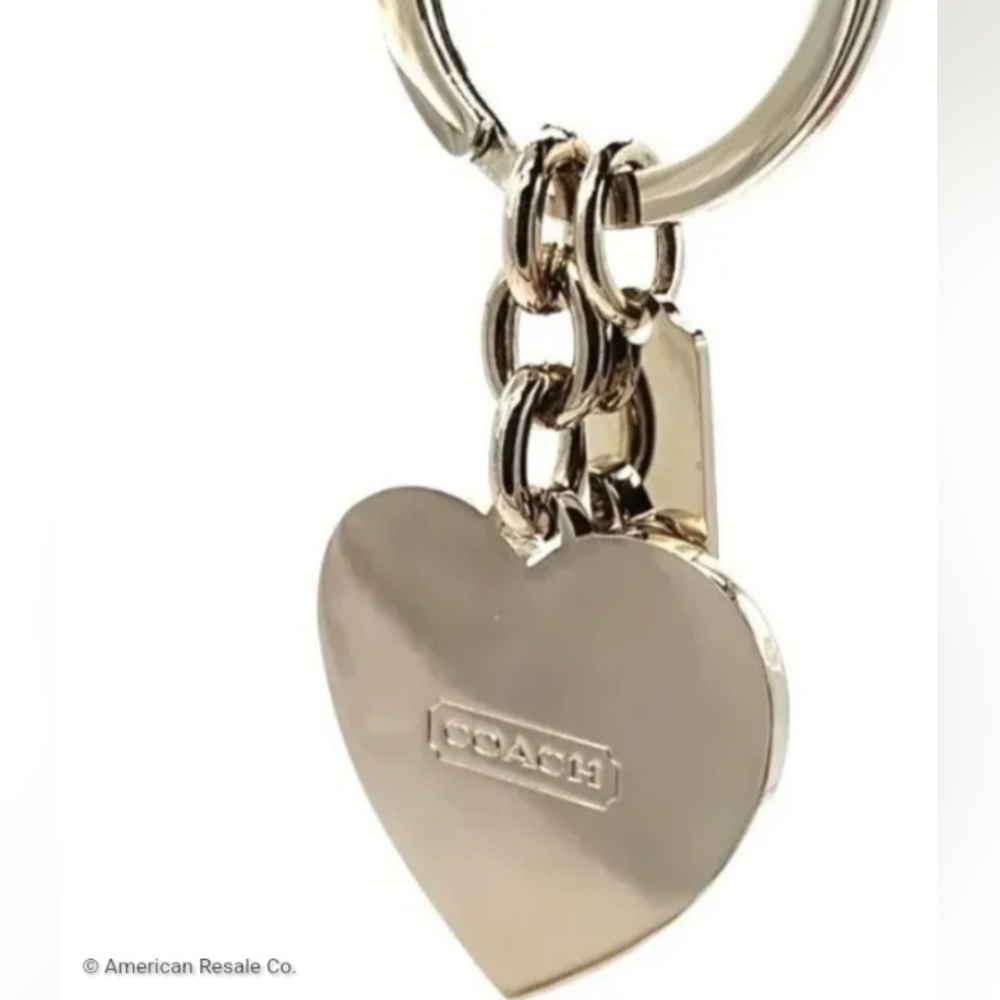 Vintage Large COACH Neon Pink Heart Signature Keychain Purse Charm bag tag - Picture 6 of 7